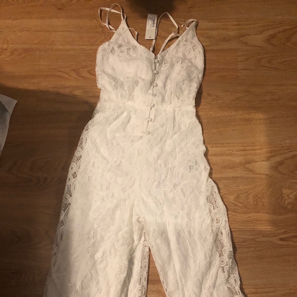 Francesca’s White lace jumpsuit M